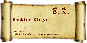 Backler Kinga névjegykártya